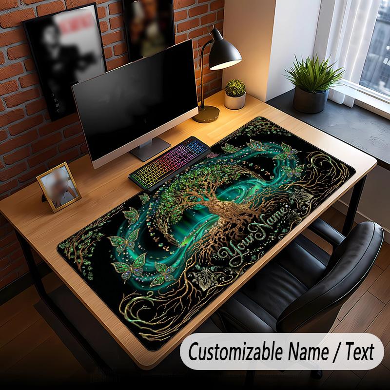 Tree of Life Theme Custom Mouse Pad Personalized With Name Text Customized Desk Mat For Office Home Decor