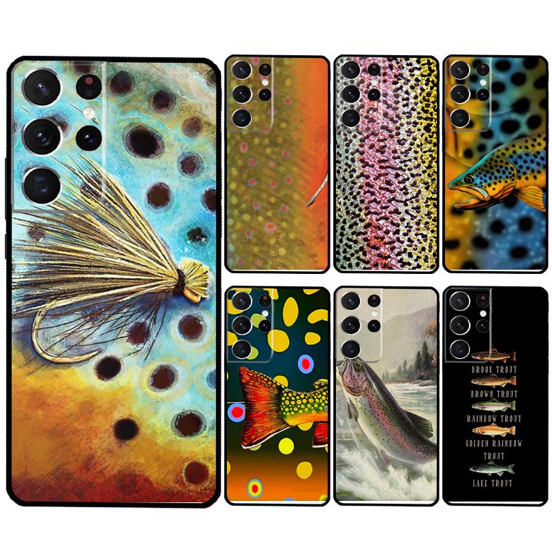 Forelle Fliegenfischen Hülle Für Samsung Galaxy S23 S24 Ultra S8 S9 S10 S22 Plus S20 S21 FE Note 10 20 Ultra Hülle
