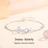 Moonlight Butterfly Dance Bracelet: Women's S925 Sterling Silver, Korean-Style, Versatile, Dreamy Double-Layer Stackable Hand Jewelry