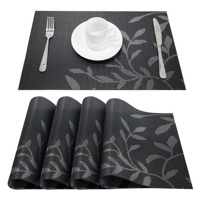 4 Stück Tischset mit Blattdruck, PVC-Tischset, moderne Küchentisch-Pads, Tassenuntersetzer für Kaffee, Esstisch, Servietten, Heimdekoration