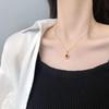 14K Gold-Plated S925 Silver Orange Ruby Pendant Clavicle Necklace: Exquisite, Retro, Versatile Design