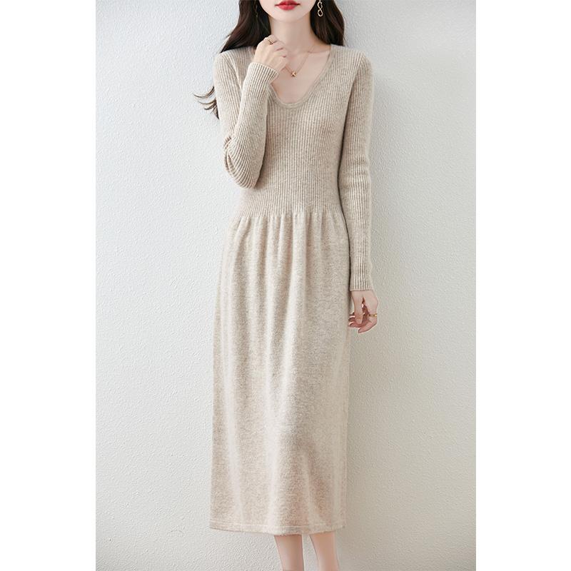 Women's Cashmere Dress Qinghe Cashmere 30% Cashmere 70% Wool Autumn and Winter Cashmere Skirt Soft and Warm