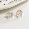 White Flowers Imitation Pearl Stud Earrings Elegant Alloy Jewelry Delicate Gift for Girls