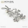 Akoya Pearl Brooch Ribbon Flower Genuine Akoya Pearl [Seashore Uwajima Akoya Pearl] 5.0-6.5mm Women's Made in Japan