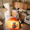 Cat with Leaf Scarf,Round Area Rug,Carpet Rug for Living Room Bedroom Sofa Playroom Decor,Non-slip Floor Mat