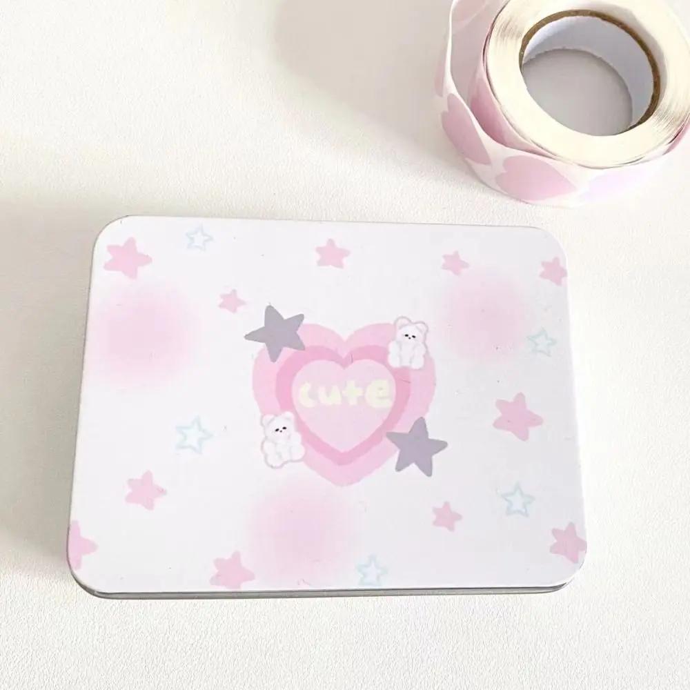 Cartoon Iron Storage Box Big Capacity Small Card Storage Box Desktop Storage School Stationery Kpop Photocards