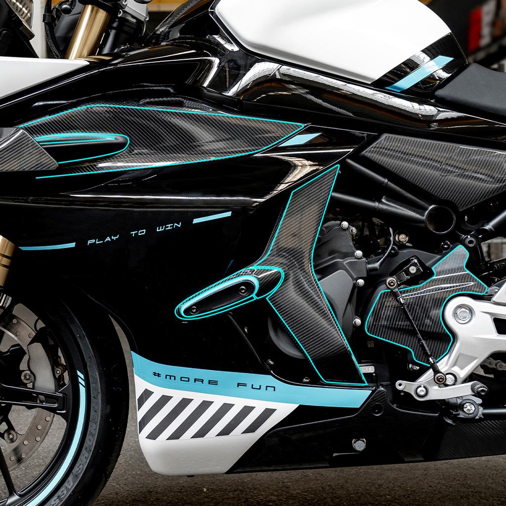 For 2025 CFMOTO 450SRS - Carbon Fiber Protection Sticker Anti-Scratch Stylish Residue-Free Motorcycle Decor