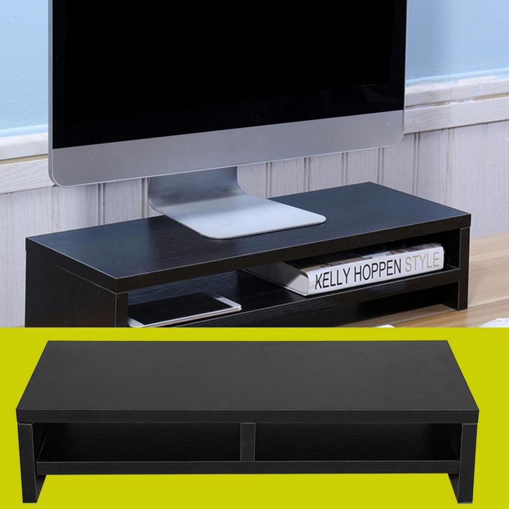 Desktop Monitor Stand LCD TV Laptop Rack Computer Screen Riser Shelf Platform Office Desk Black