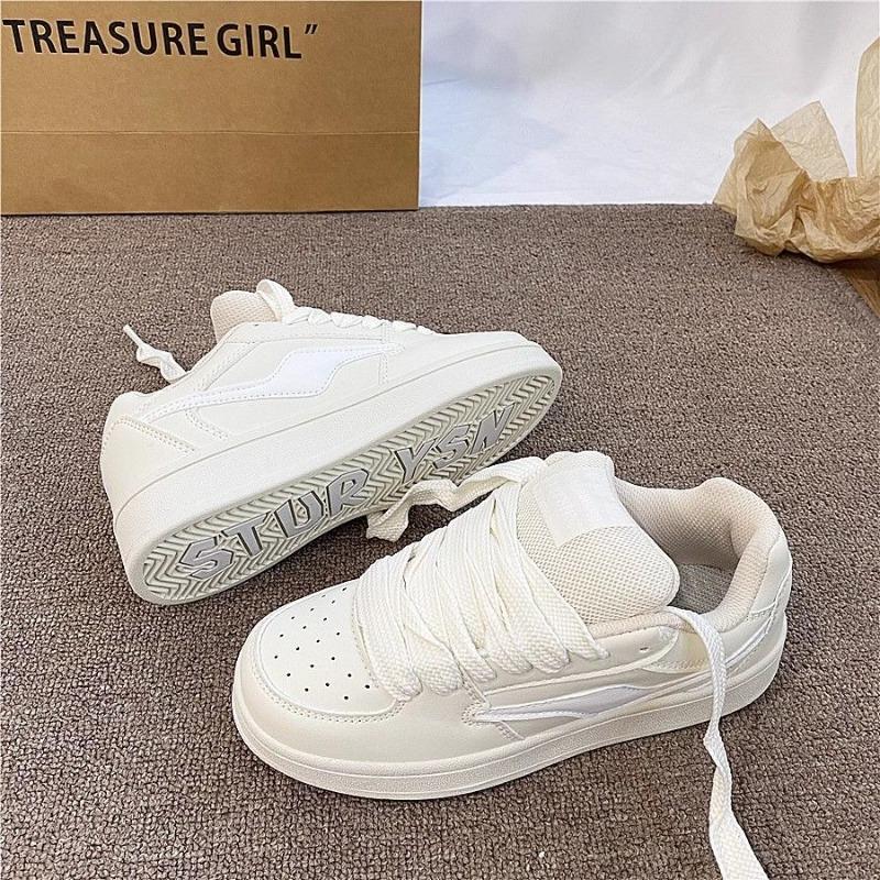 Beige Bread Shoes Women's Platform Letter Sole New Autumn Versatile Sports and Leisure Board Shoes