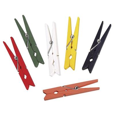 Wooden Clothes Pegs, 6 Colors, 72mm, 18 Pcs