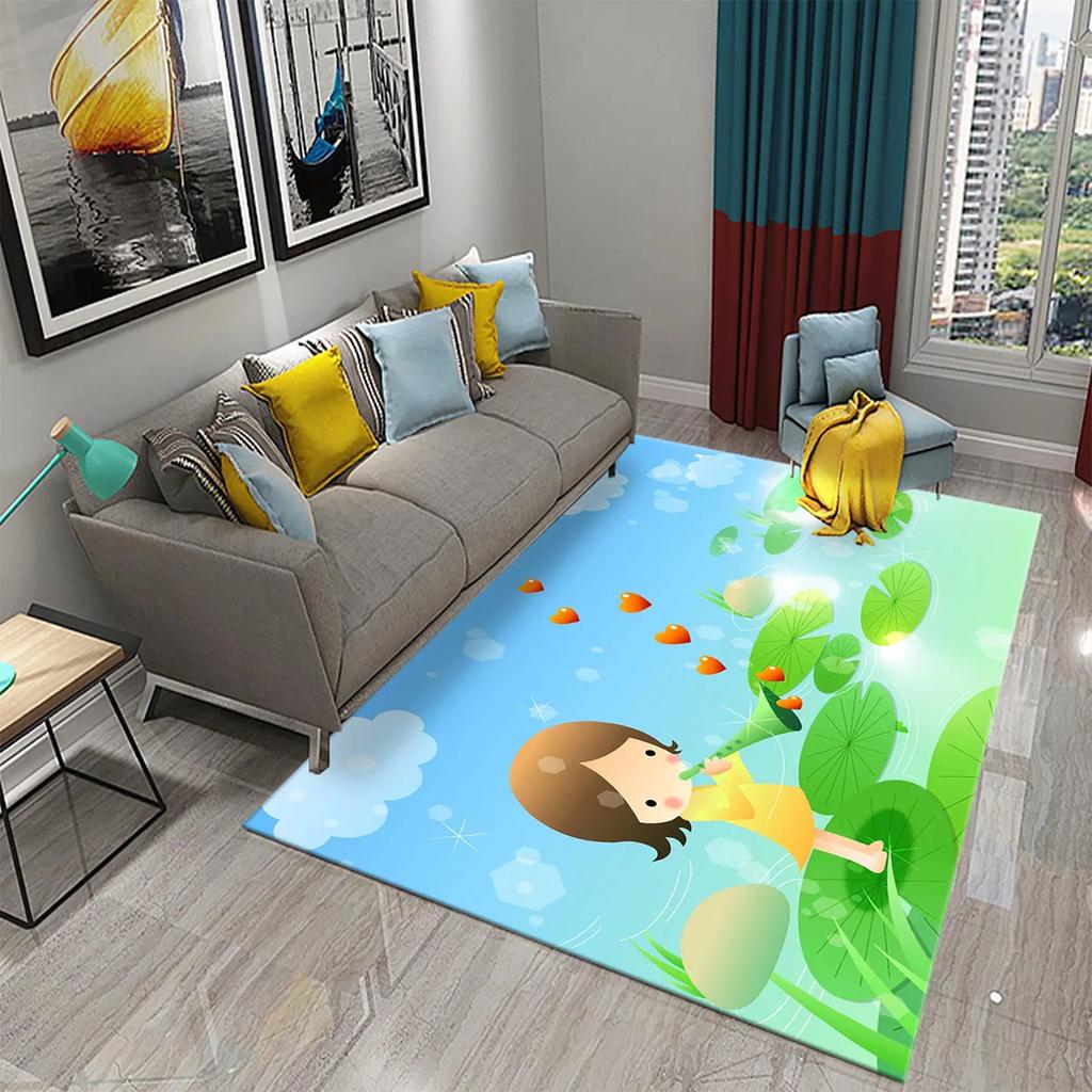 3D Lovely Cute Cartoon Pink Girl Carpet Girl Teen Bedroom Living Room Door Entrance Decoration Rug Bathroom Kitchen Non-slip Mat