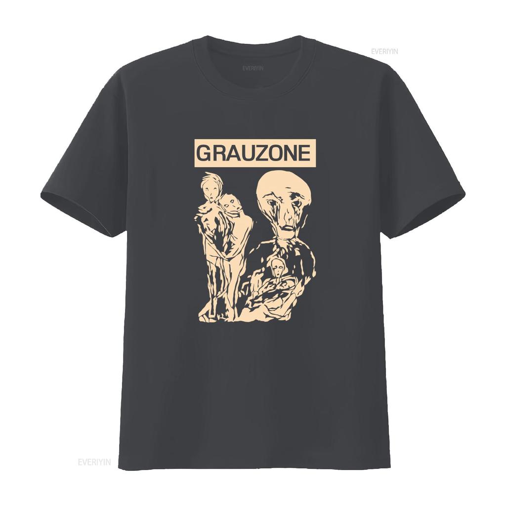 Grauzone Band Vintage Art Print Cotton T Shirt Retro Style Black Sizes S 4XL vintage Washed Top For Everyday Wear streetwear