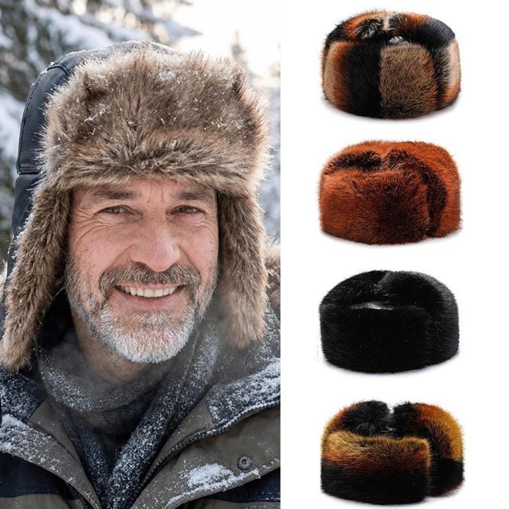 Plush Bomber Hat Thickened Russian Ushanka Hat Fashion Trapper Pilot Hat  Winter
