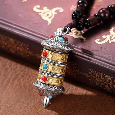 Necklace Prayer Wheel Can Be Opened and Rotated, Men's and Women's Six-character Mantra Pendant