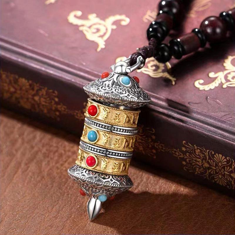 Necklace Prayer Wheel Can Be Opened and Rotated, Men's and Women's Six-character Mantra Pendant