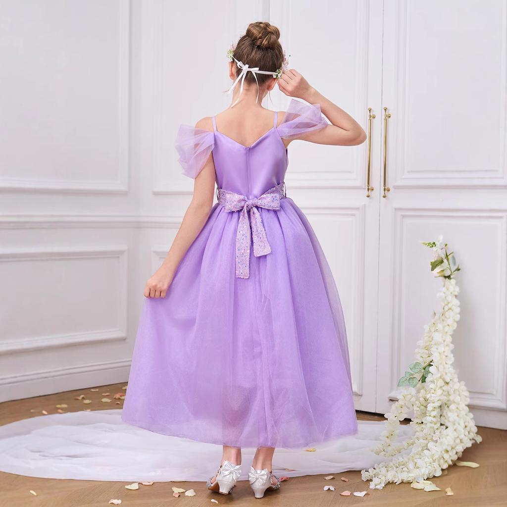 Children's Dress Princess Dress Sequin Mesh Evening Dress Forging Temperament Stage Puffed Dress Girls Party Dress
