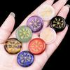 25mm Natural Crystal Stone Viking Compass Vegvisir Symbol Engraved Healing Crystals Round Flat Talisman Gemstone Home Decor Gift