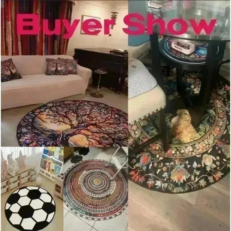 Round Sun Moon Carpet Starry Sky Rug Cloud Wave Mat Home Decoration Whimsical Cosmos Soft Floor Mat for Kids Room Decoration