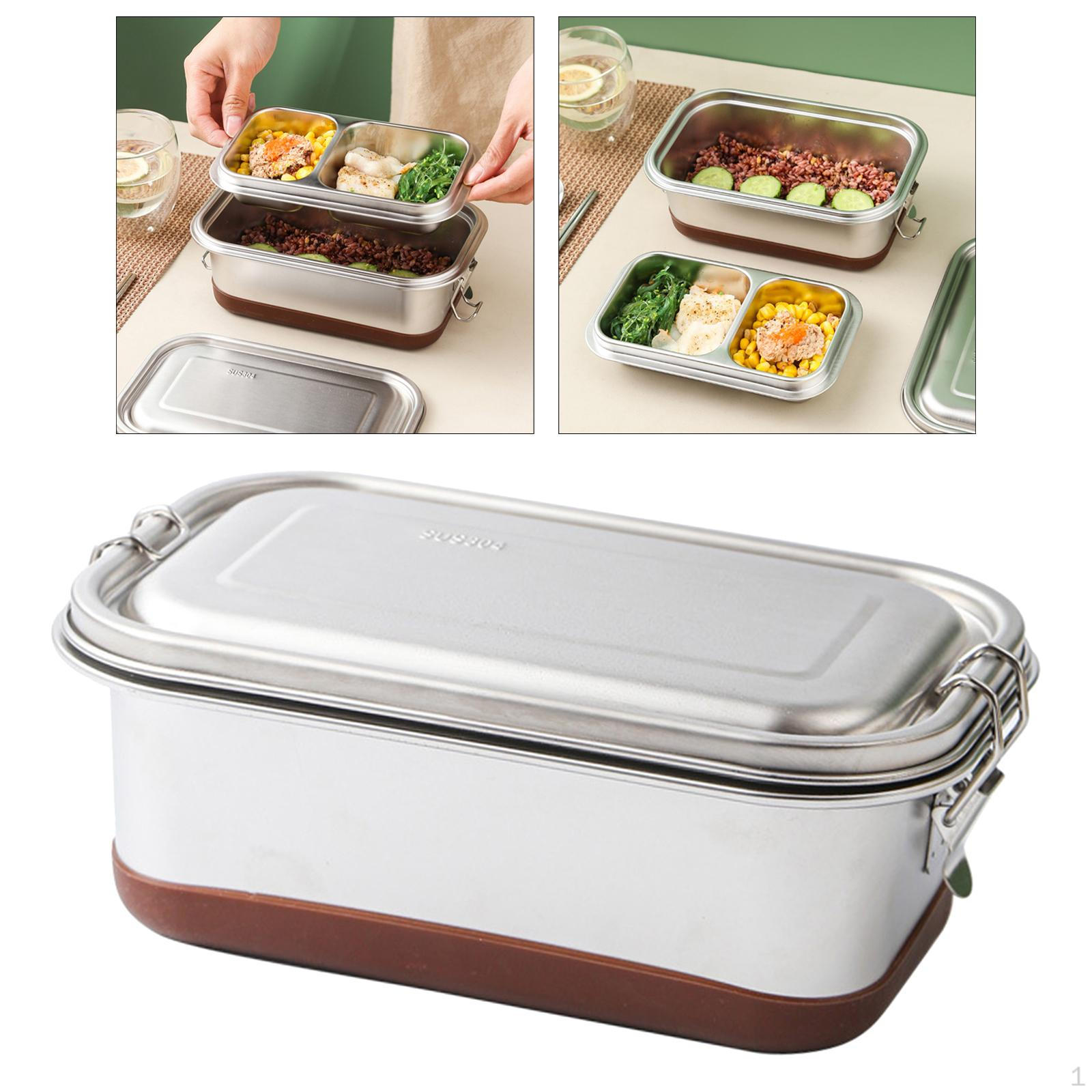 

1.2L Stainless Steel Container for Kids Adults Eco Friendly Portion Control Portable Outdoor Meals Silver