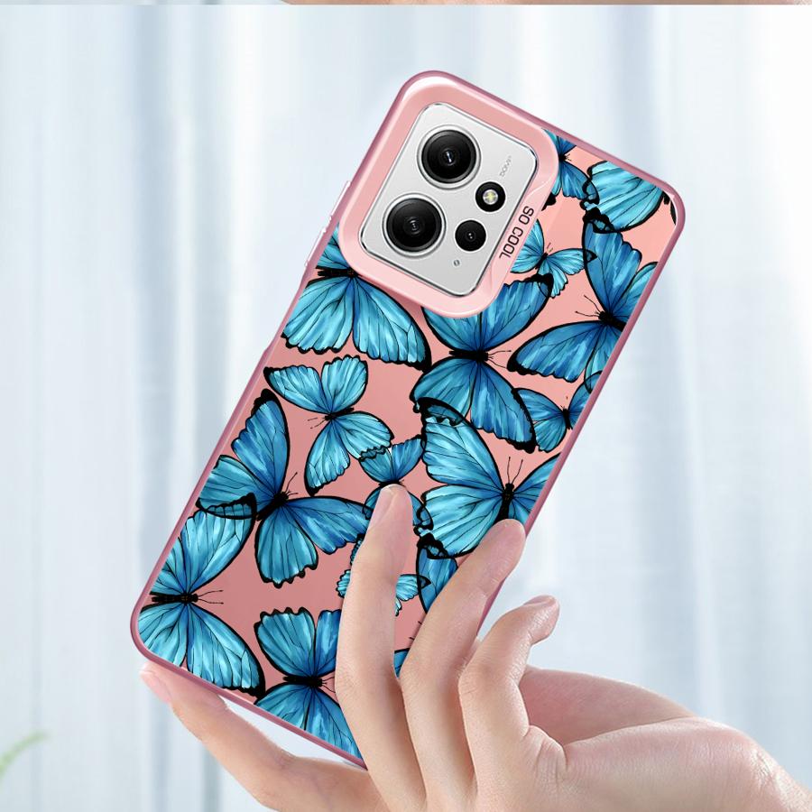 Case for Xiaomi Redmi Note 10Lite 10s 14 13 Pro Plus 12s 9s 11s 13 12 11 Pro Soft Shell Beautiful Blue Butterfly