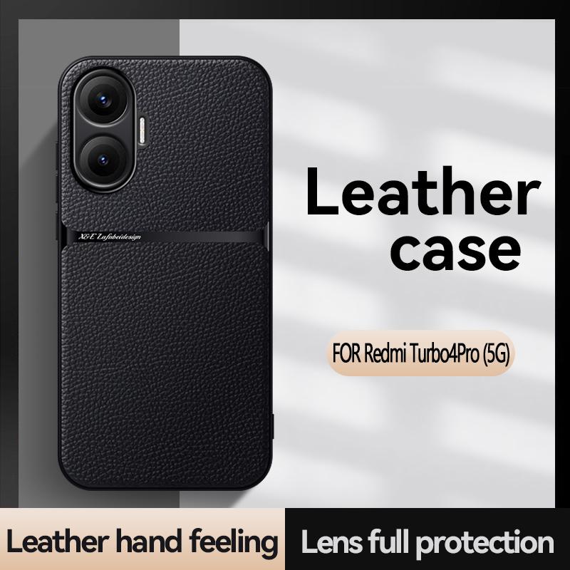 For Redmi Turbo 4 4 Pro leather texture built-in magnetic TPU soft edge anti-drop anti-fingerprint phone case