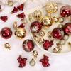 42-Piece Hand-Painted Christmas Ornament Set In Burgundy Gold Tree Decor Modern Minimalist Plastic Holiday Hanging Decorations
