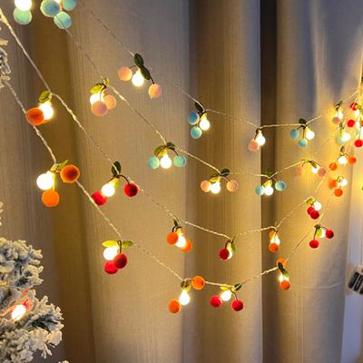 Christmas Light String Simulated Red Fruit Atmosphere String Light Christmas Ball Color Light Garden Yard Festive Decoration