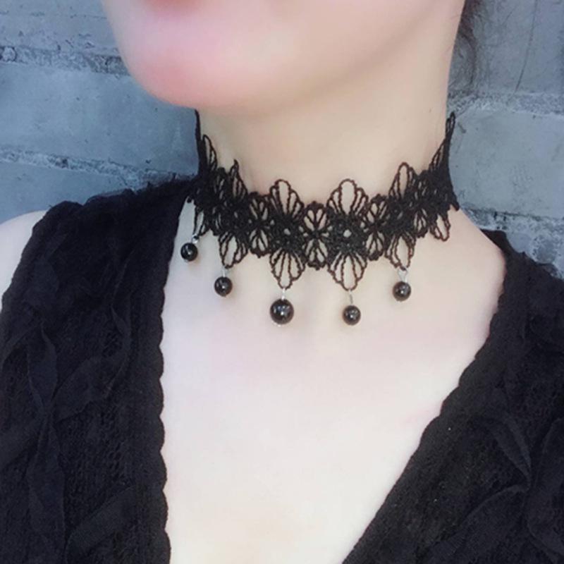 Handmade Black Lace Crystal Clavicle Necklace - European & American Popular Jewelry