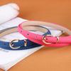 Fashionable Candy Color Women's Thin Faux Leather Belt With Alloy Pin Buckle