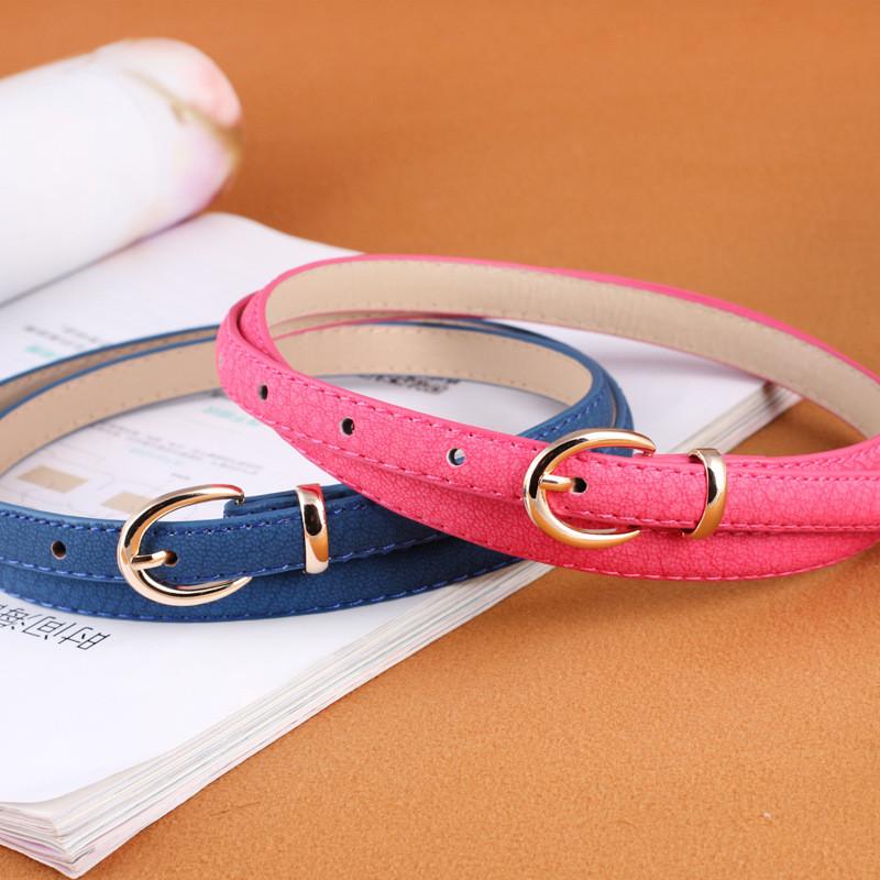 Trendy Candy Womens Color Faux Leather Belt With Pin Buckle For Everyday Wear