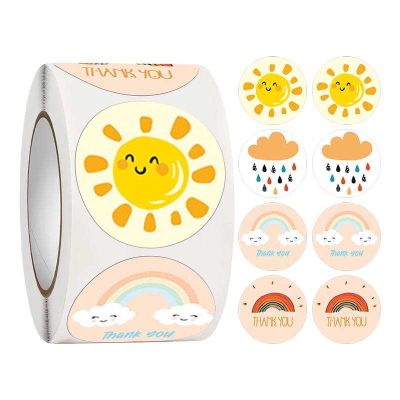 500-Roll 3.8cm Floral Thank You Stickers: Round Adhesive Labels for Gift Wrapping & Sealing