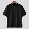 INCERUN Men Lapel Short Sleeve Stitching Casual Office T-shirts Rib Tops