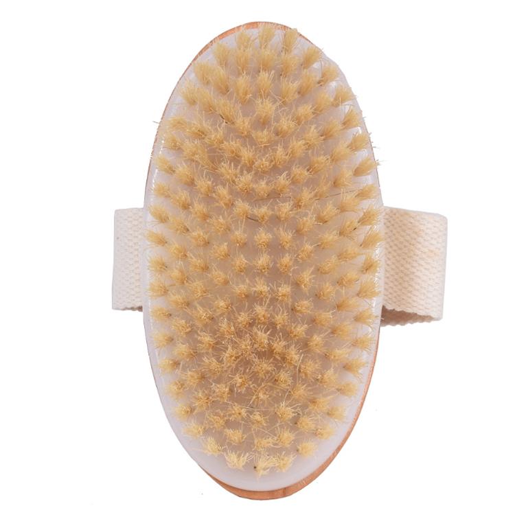 Private Label Bath Brush Bamboo Dry Skin Body Brush Boar Bristles Bath Body Scrub Brush