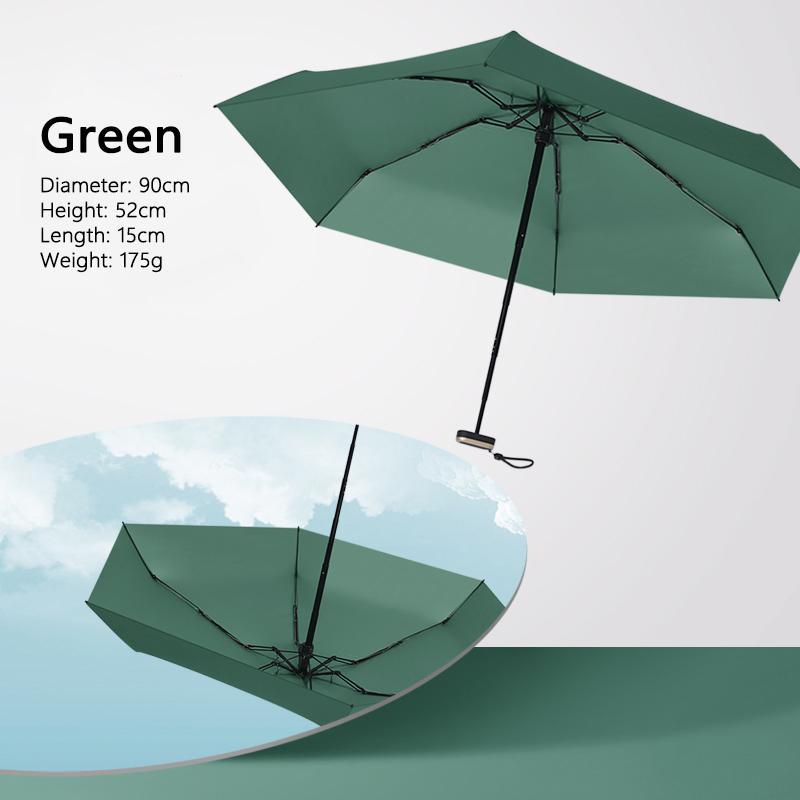 

Складной мини-зонт для женщин, защита от ультрафиолета, цветное покрытие, уличный зонтик от солнца, роскошный плоский дизайнерский милый зонт от дождя зелёный
