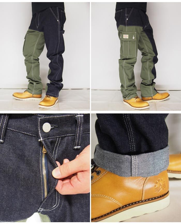 Kojima Jeans Quarter Combo Made In One Pants, Japan, Wash, Men's, RNB-1117-Indigo Khaki-38