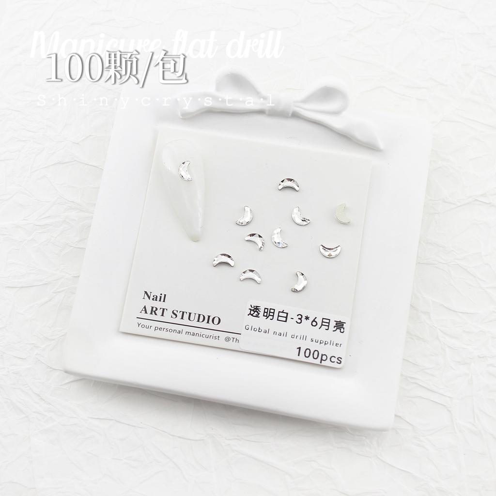 Nail Art White Flat Bottom Special-Shaped Diamond Size Mini Water Drop Love Square Transparent Diamond Jewelry White Rectangular Diamond