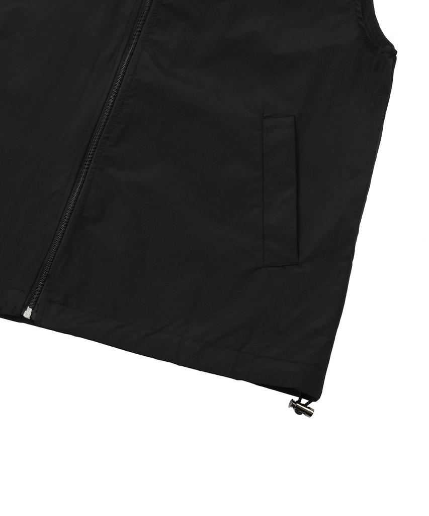 Mucent Tech Nylon Hooded Vest Sleeveless Anorak Windbreaker Vest (Black, Charcoal)