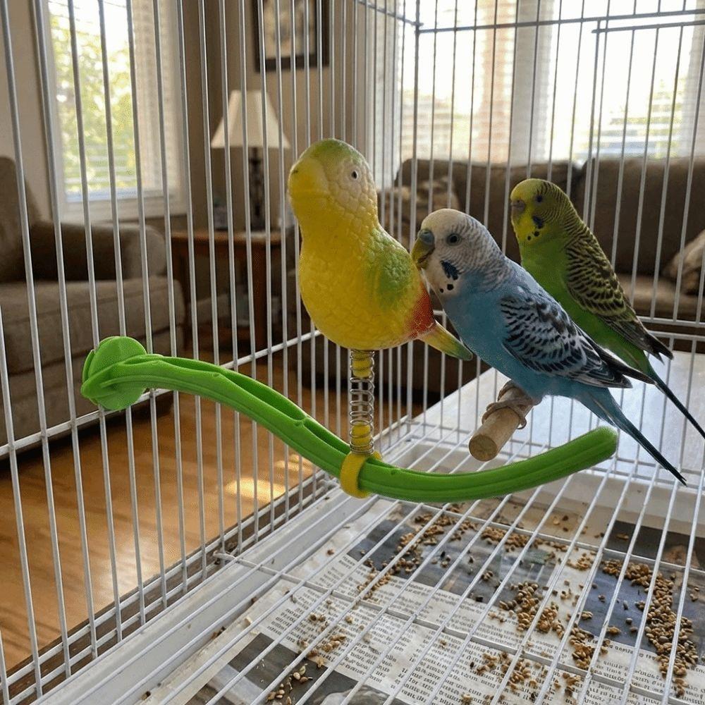 Plastic Swing Perch Toy Simulation Bird Parrot Play Rack Bird Perch Stand  for Bird Cage Aviary