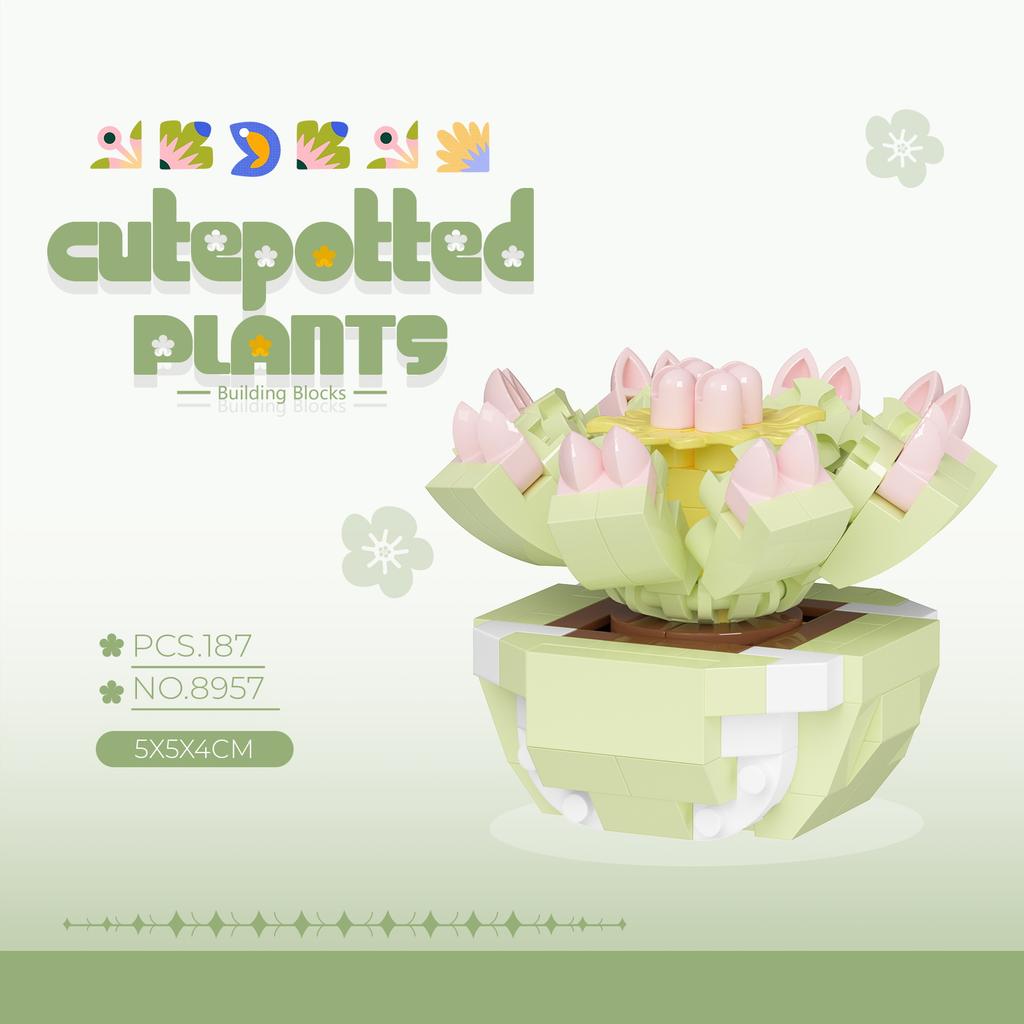 Non-Toxic Carden Toys Potted Succulent Cactus Mini Building Blocks Children Toys Flowers Blocks Thanksgiving Gifts