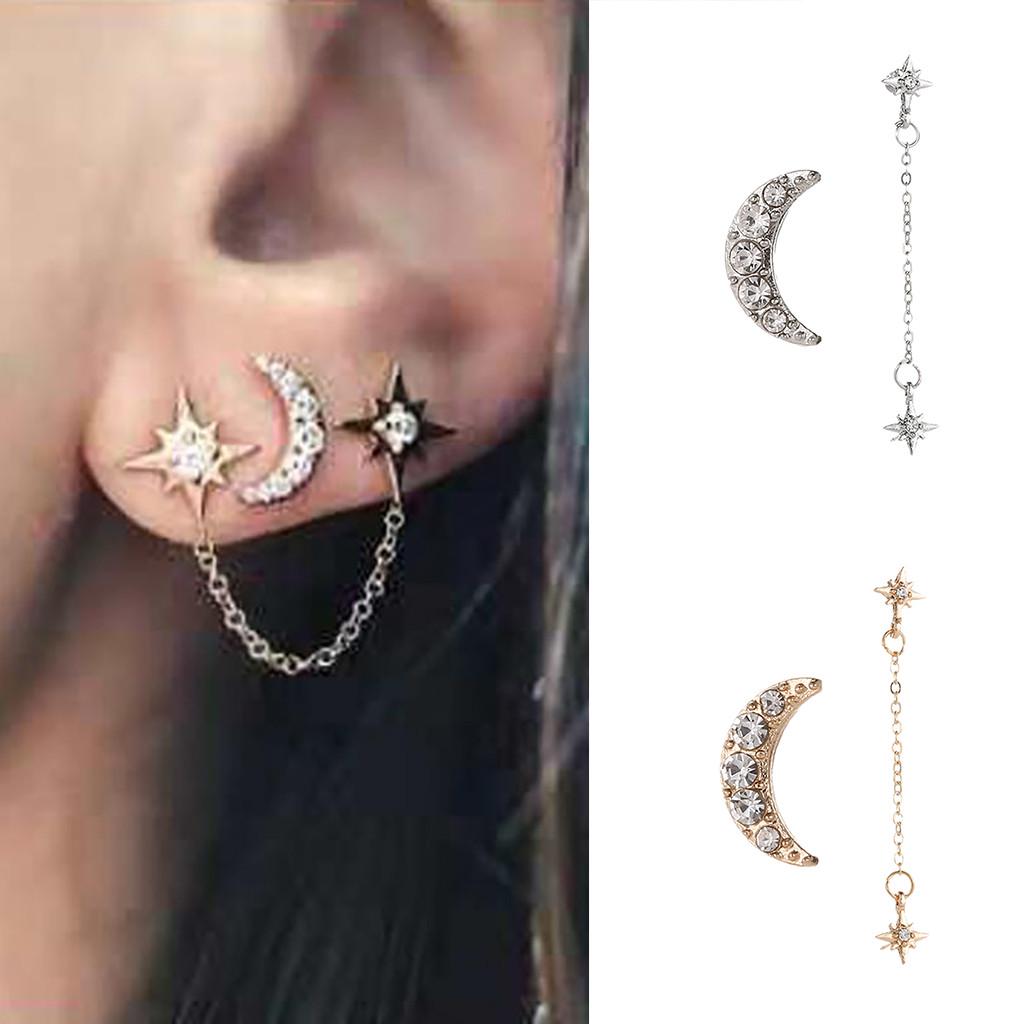 

Модные милые и милые индивидуальные творческие серьги с полой звездой и луной