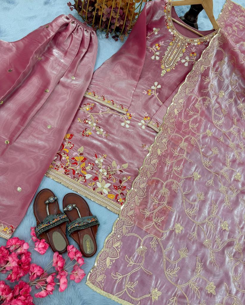 Women Designer Salwar Suit Indian Bollywood Pur Gmy Silk Palazzo Salwar Kameez Set