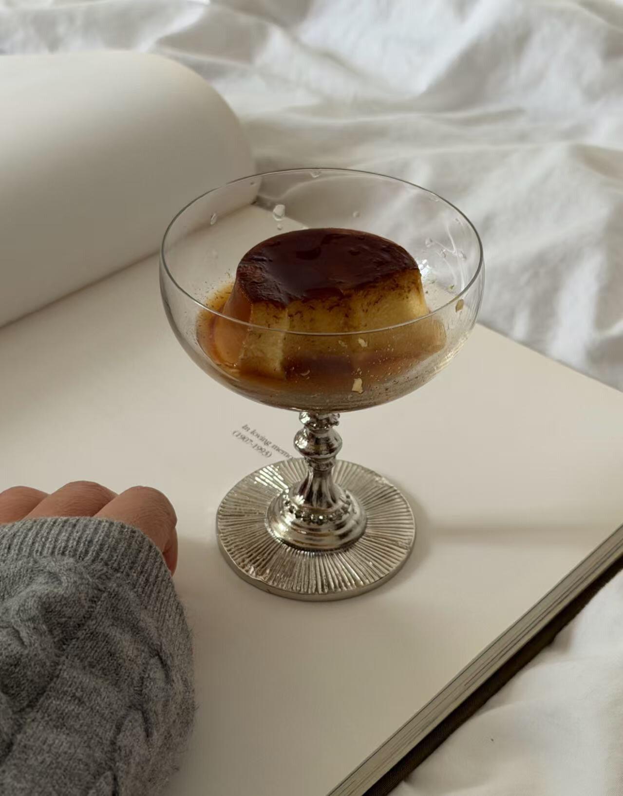 Retro Metal Goblet Glass Cup Champagne Wine Cocktail Glass Handmade Borosilicate Glass Unique Metal Stem Glass 201-300ml
