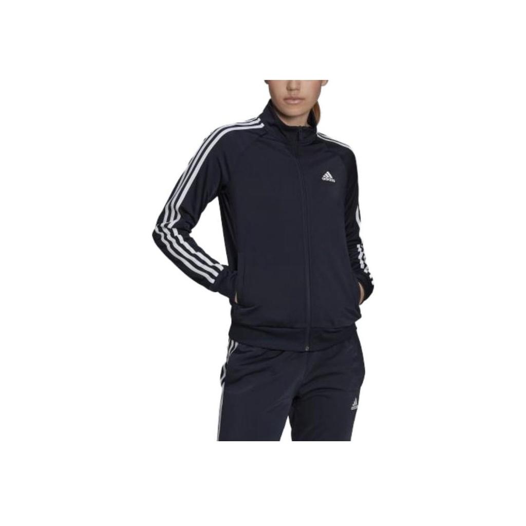 Adidas Essentials Striped Logo Print Solid Legend Ink Jacket Women Jacket H48444