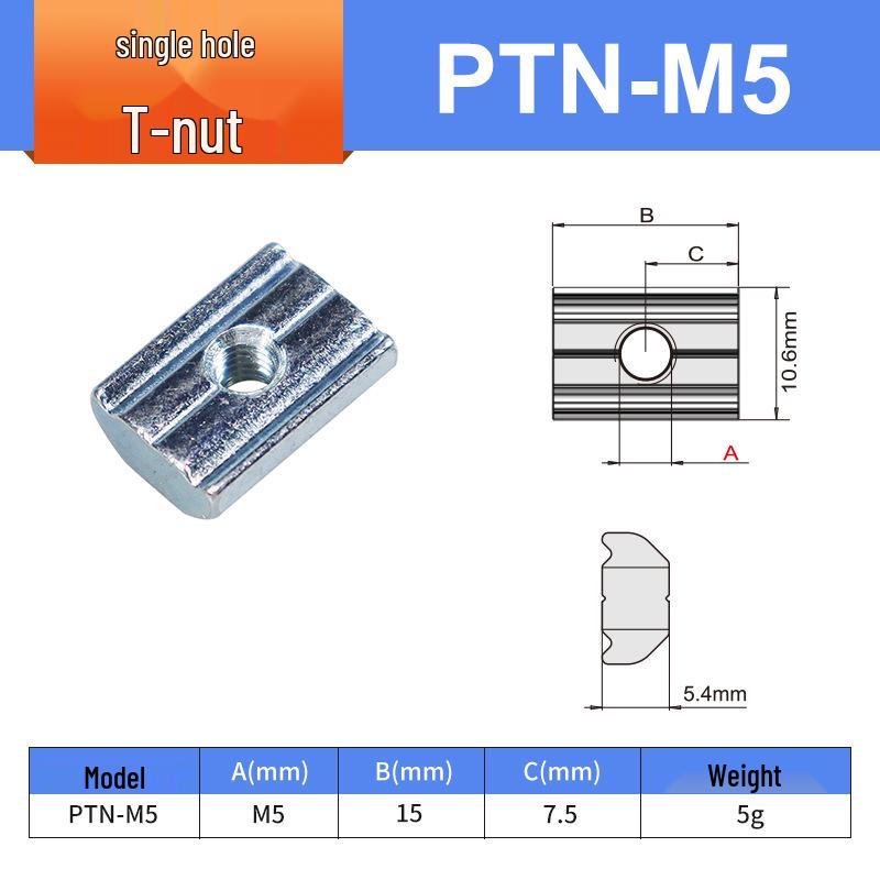 Aluminiumprofil-Verbindungsblock L-Block M4/M5 Einzel-/Doppelbohrungs-Mutter für Roboterarm-Zubehör (PEP2525, 1818)