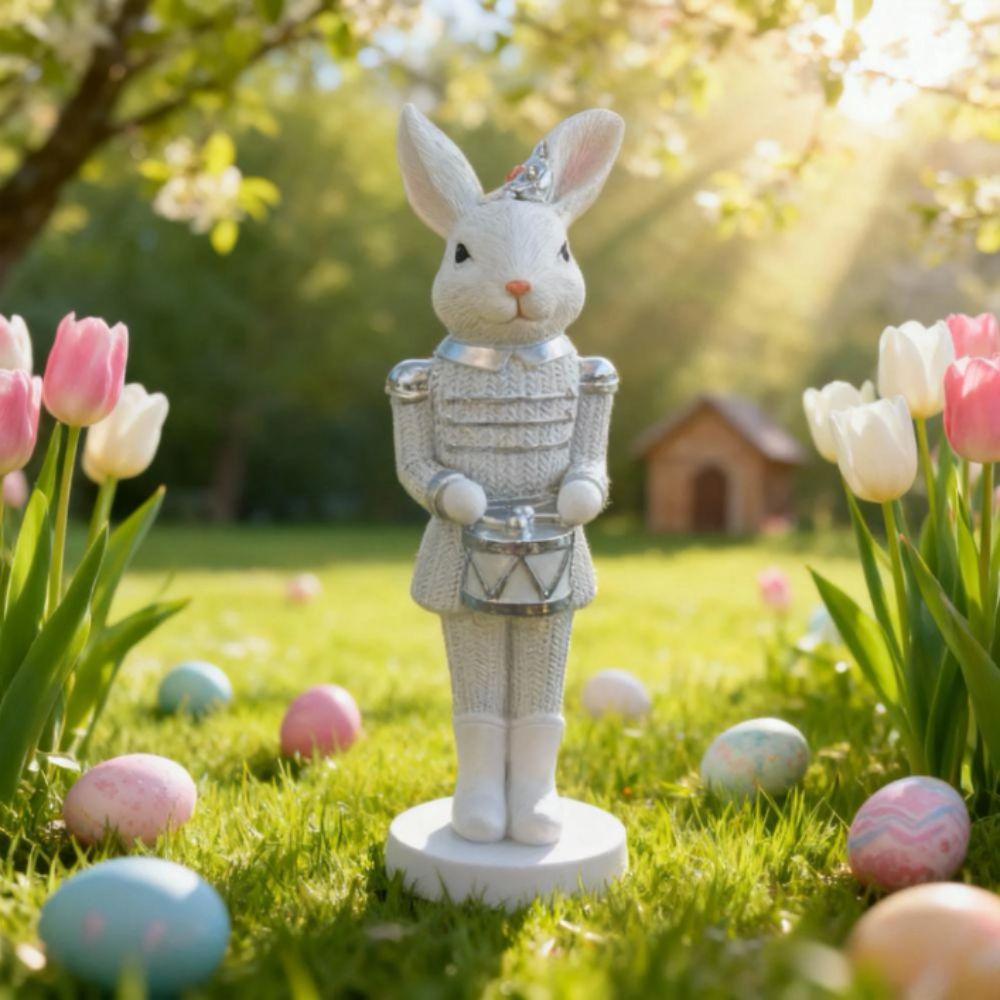 Soldier Style Nut Cracker Rabbit Resin Material Bunny Sculpture Bunny Figurines  Bookshelves Decor