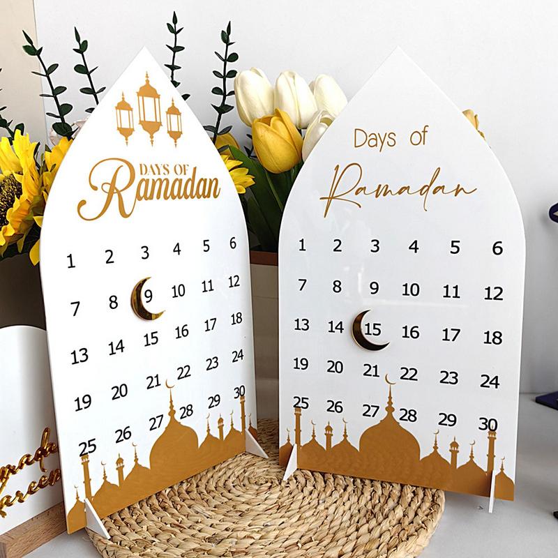 Ramadan Advent Countdown Calendar Acrylic Eid Advent Calendars 2025 Eid Mubarak Table Decor Crescent Castle Design Ornaments