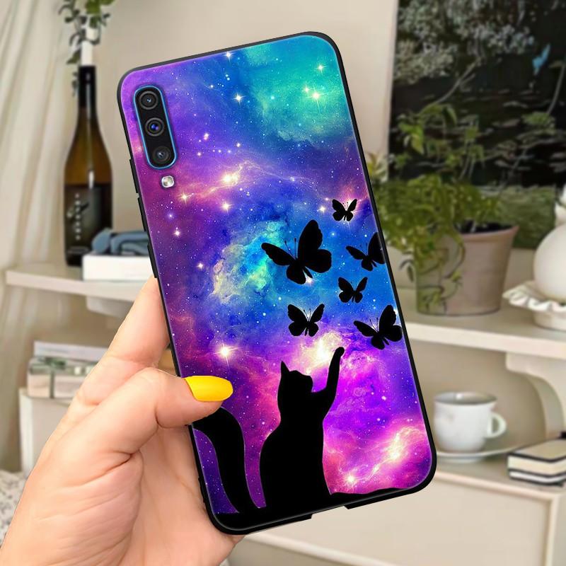 Phone Case For Samsung Galaxy A30s A50 Case Cute Silicone Black Back Covers on For Coque Samsung A50 s A50s A 30s Cover Bumper