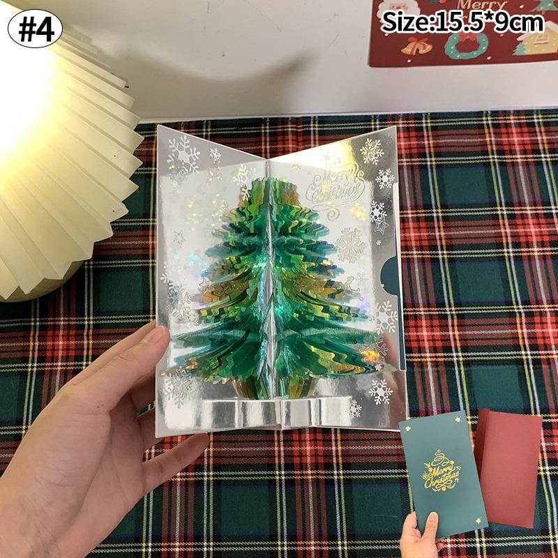 3D Christmas Tree Greeting Cards Desktop Decor Xmas Party Pop Up Card Postcard for Kids 2025 New Year Home Decoration Supplies