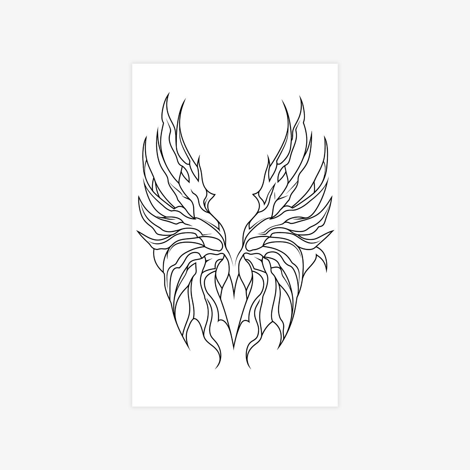 High Sense Personality Domineering Dark Men S Thorn Wings Hand Tattoo Sticker 9*15