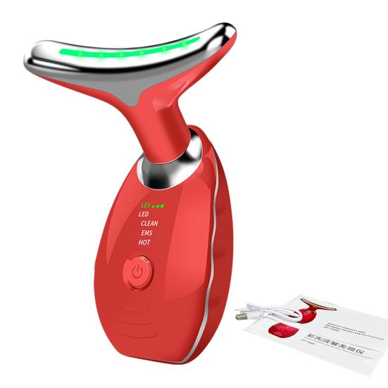 Neck Beauty Massager Anti-Wrinkle Firming Massager with Red Light Therapy Microcurrent Heating Modes Multi-Effect Skin Care Devices for Home Skincare